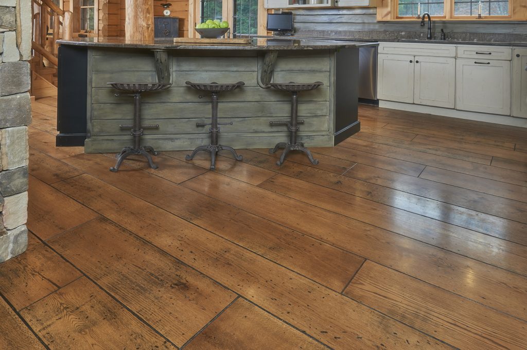 Live Sawn White Oak, Hand Distressed, Black Bleed, New England Walnut Stain - kitchen