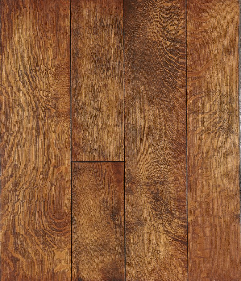 Rift & Quartered White Oak, Natural Character, Wire Brushed, Black Bleed, Molasses Stain