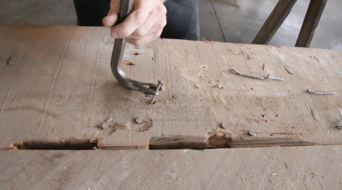 Pulling out nails from Reclaimed boards