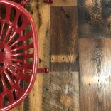Reclaimed Oak, Natural Face, Natural Finish - red stool